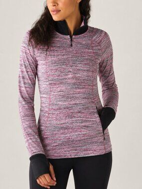 Lululemon Rulu Half Zip Pullover Thumbholes Space Dye Running Top Size 8